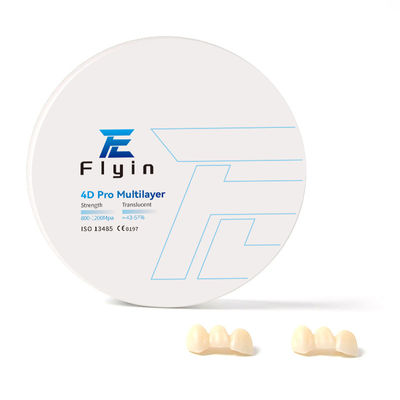 المختبر 8 طبقات 4D Pro Multilayer Zirconia Block 100% الانتقالات الطبيعية للسينوسيرا